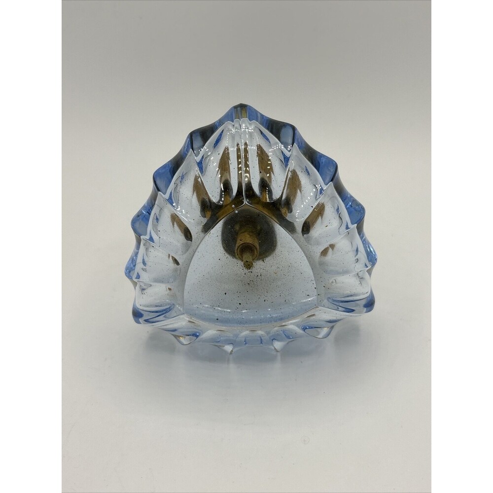 VINTAGE I RICE BABY BLUE CLEAR GLASS PERFUME BOTTLE BLUE GEM TOPPER